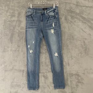 Judy Blue Jeans Women Sz 9/29 Light Blue Denim JB8220LT Skinny Distressed